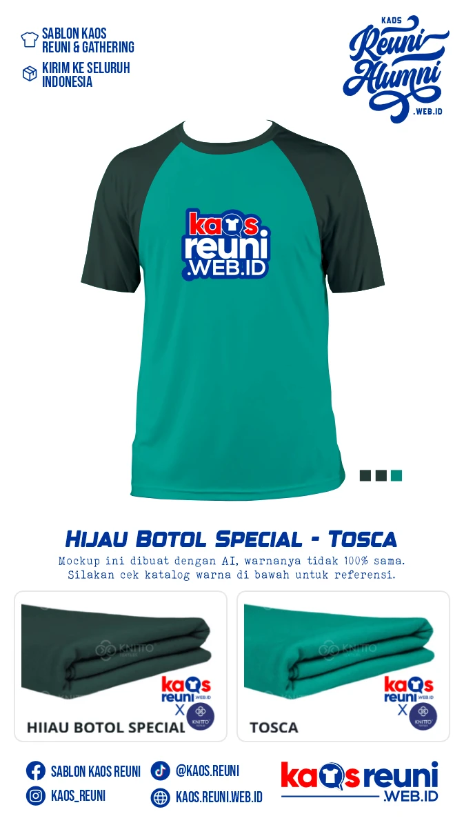 Hijau Botol Special Tosca Warna Kain Kaos Reuni Gathering (2)