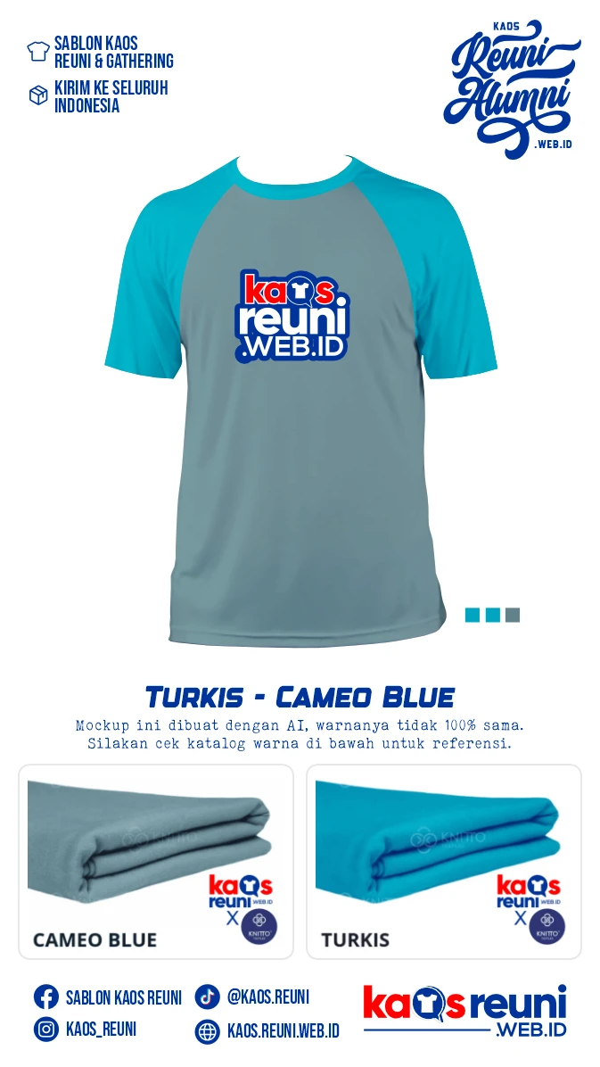 Turkis Cameo Blue Warna Kain Kaos Reuni Gathering (2)