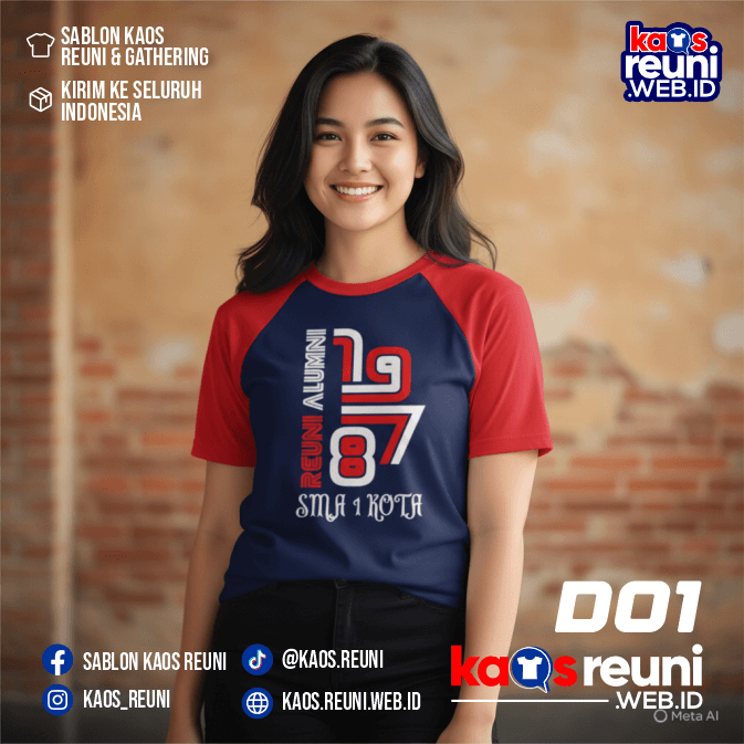 Desain Kaos Reuni 01 Raglan Merah Biru