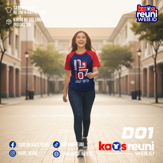 Desain Kaos Reuni 01 Raglan Merah Biru