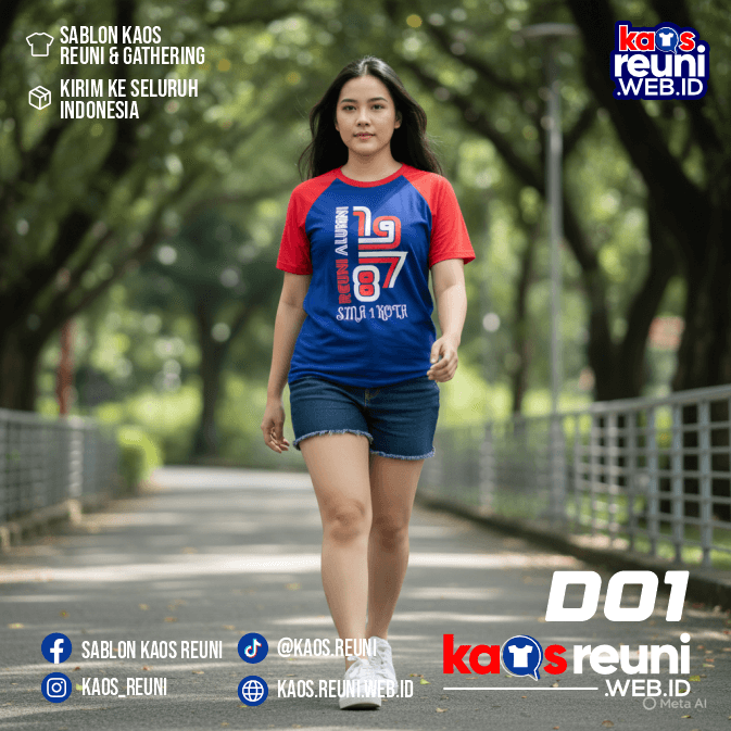 Desain Kaos Reuni 01 Raglan Merah Biru