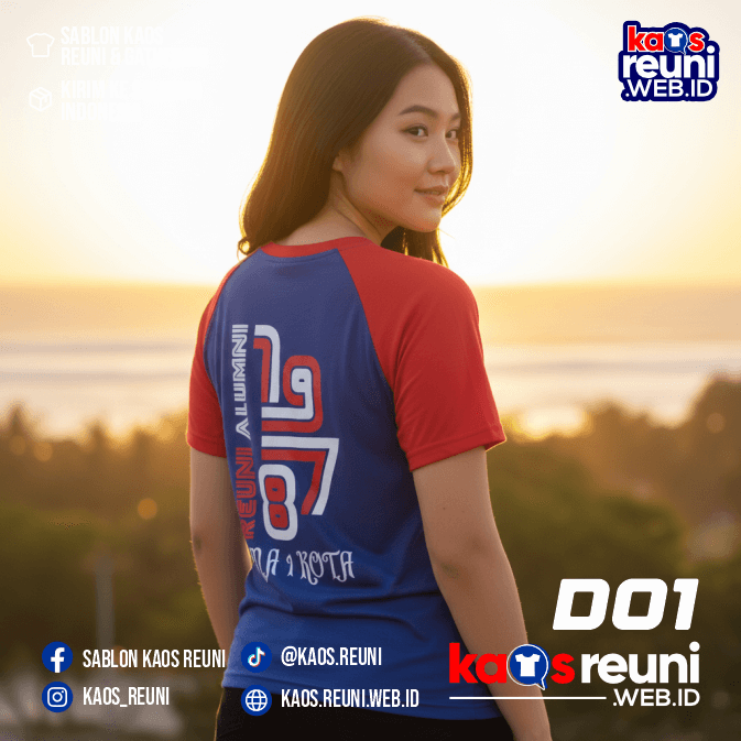 Desain Kaos Reuni 01 Raglan Merah Biru