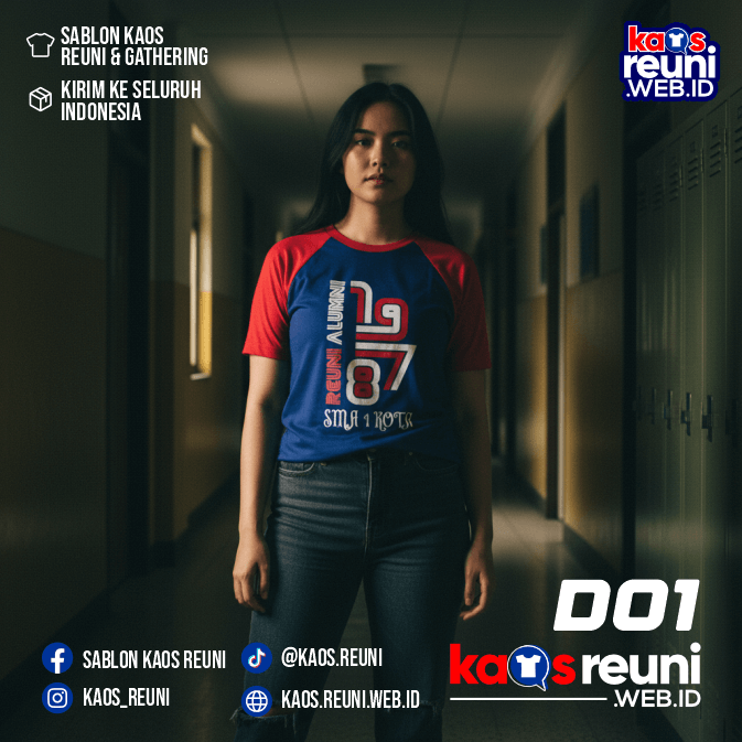 Desain Kaos Reuni 01 Raglan Merah Biru